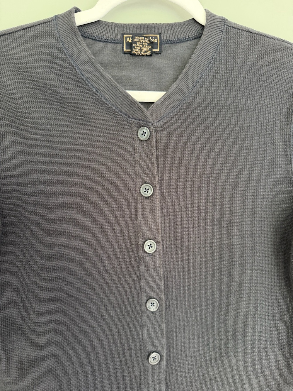 Vintage 90s Abercrombie & Fitch 100% Cotton Navy Blue Waffle Texture Cardigan - Picture 4 of 13